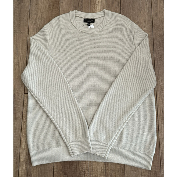 Banana Republic NWT Men's Pullover Crew Neck Linen‎ Blend Sweater Sz XL Beige - Picture 2 of 11